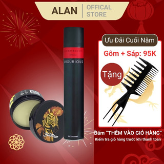 Gôm xịt tóc luxurious japan giữ nếp kèm sáp vuốt tóc blumaan ngựa vằn alan cosmetic
