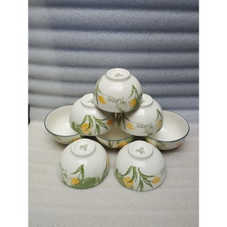 combo 10 chén sứ hoa văn 4d nhiều mẫu - hoa tulip gl151
