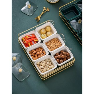 (HÀNG CÓ SẴN) Khay mứt tết 6 ngăn bằng sứ Cao Cấp 🌺 hộp đựng bánh kẹo hoa quả  sang trọng