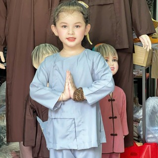 (VẠT HÒ có size cho cả gia đình) Đồ lam đi chùa Quần áo phật tử nam nữ đều mặc được