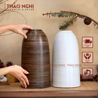 Bình hoa - lọ cắm hoa dáng chuông thon cao 33cm - lọ hoa gốm bát tràng trang trí dáng chuông cắm hoa |thaonghiceramics