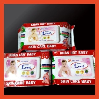 Combo 3 bịch khăn giấy ướt baby love - Bịch 80 gram giấy