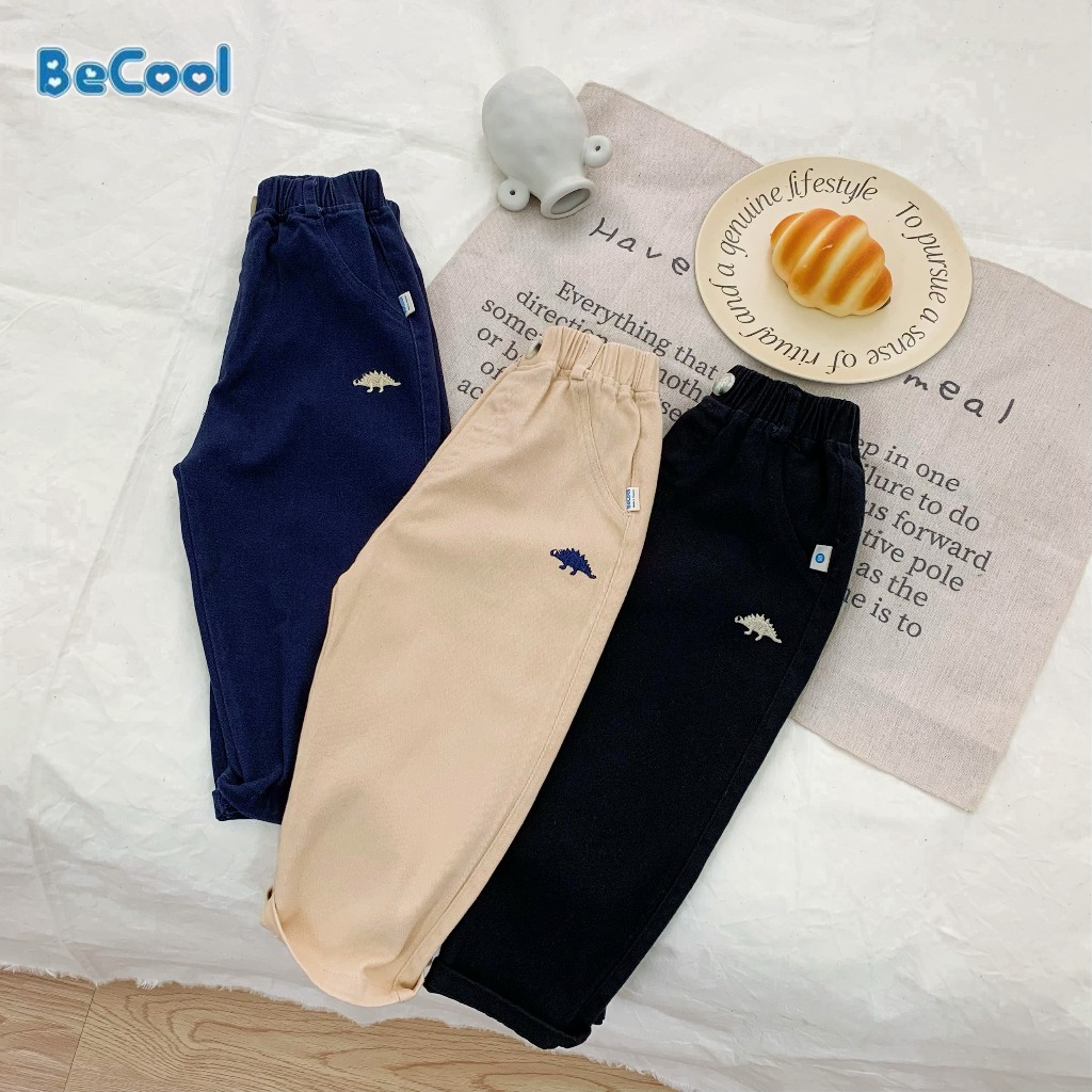 Quần Kaki Bé Trai Thêu Khủng Long BECOOL, Quần Bé Trai Từ 10-27Kg, Quần Dài Jogger Cho Bé