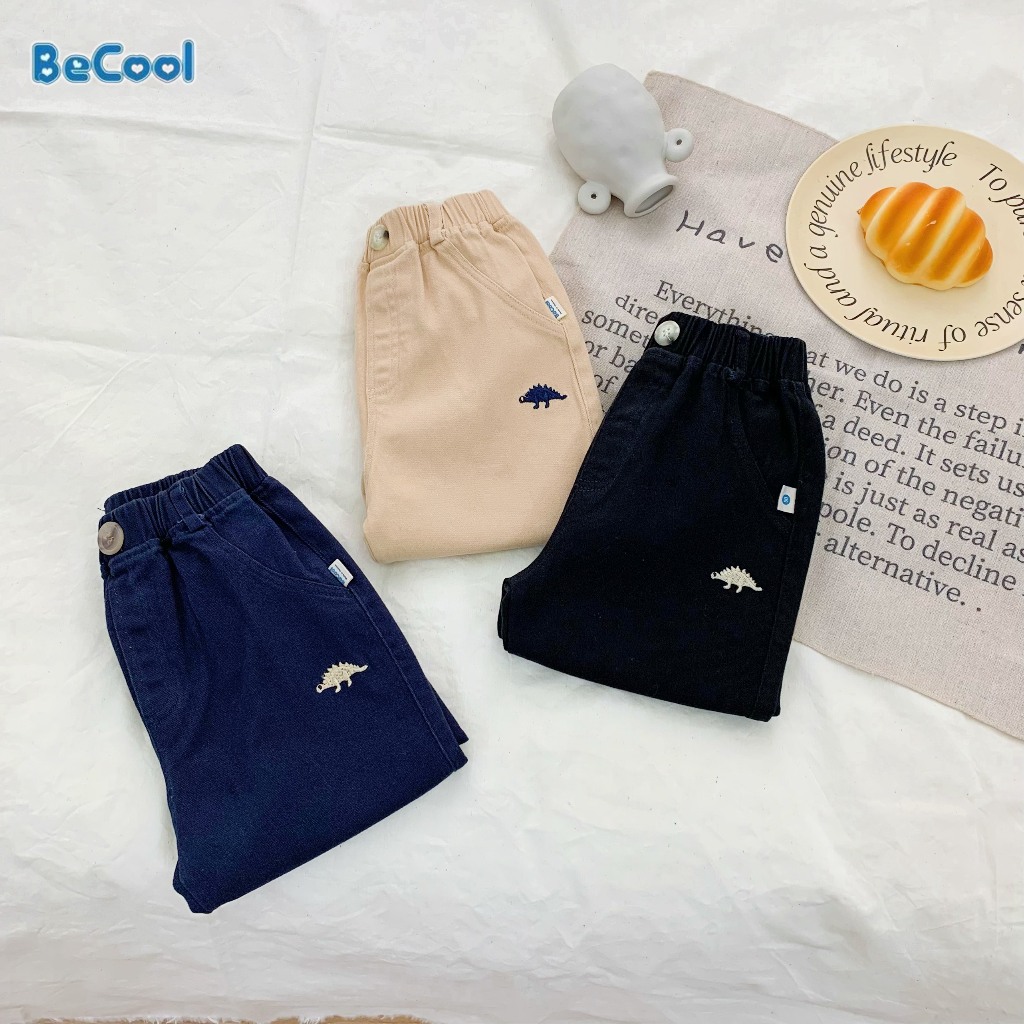 Quần Kaki Bé Trai Thêu Khủng Long BECOOL, Quần Bé Trai Từ 10-27Kg, Quần Dài Jogger Cho Bé