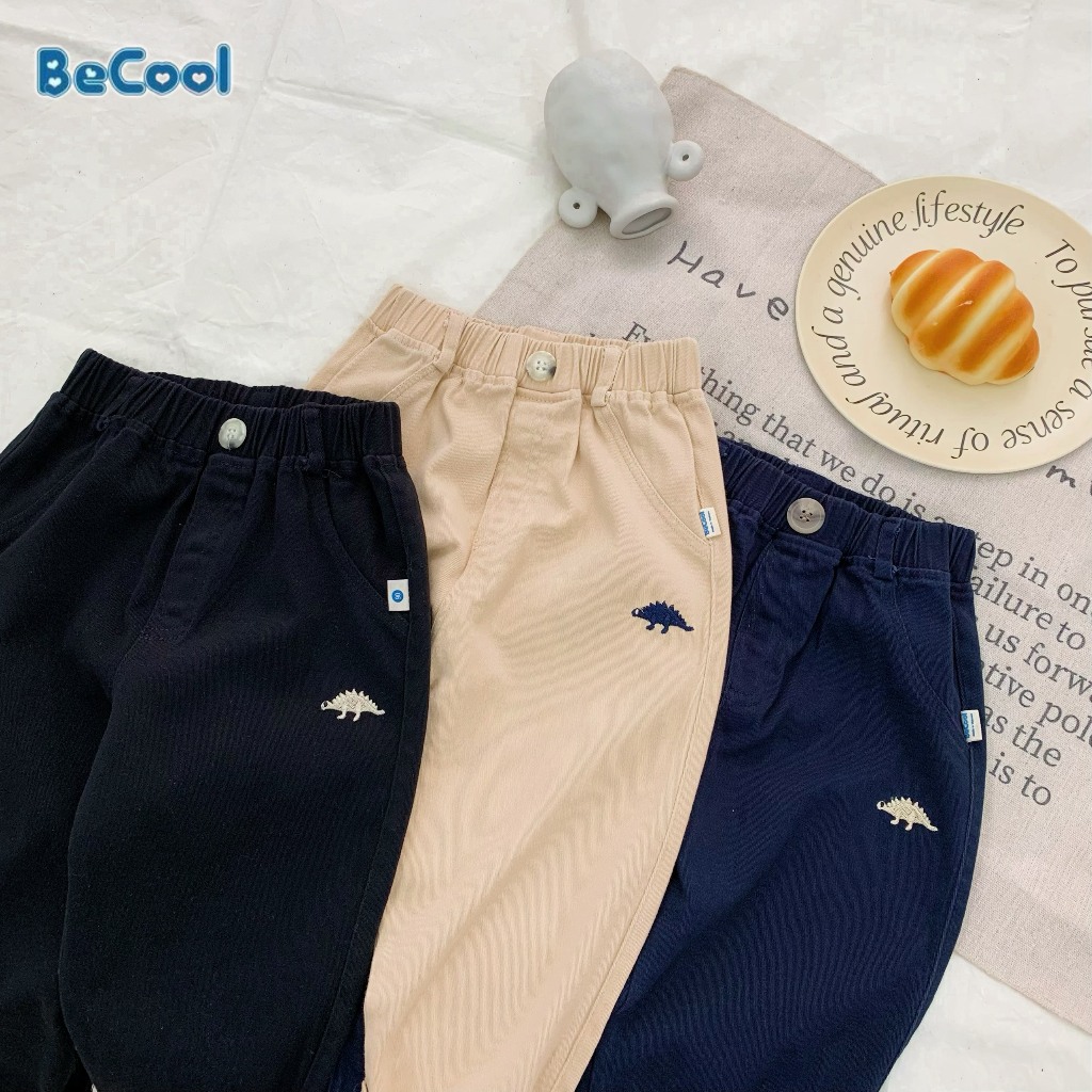 Quần Kaki Bé Trai Thêu Khủng Long BECOOL, Quần Bé Trai Từ 10-27Kg, Quần Dài Jogger Cho Bé