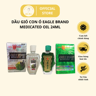   Chuẩn Mỹ 2 nắp vặn   Dầu gió Con Ó XANH TRẮNG VÀNG Eagle Brand chai 24ml 