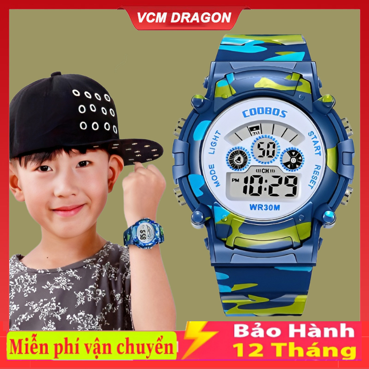 Đồng hồ điện tử chính hãng COOBOS đa năng chống nước có đèn bảy màu dành cho bé đồng hồ trẻ em đồng hồ thể thao