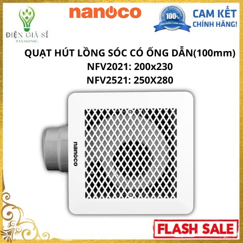 Quạt Hút Lồng Sóc Âm Trần Có Ống Dẫn(100mm) NFV2021(12.5W)/ NFV2521(16W), Bảo Hành 12 Tháng