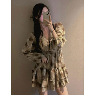 Đầm Voan in hoa Boho chiết eo dáng thanh lịch