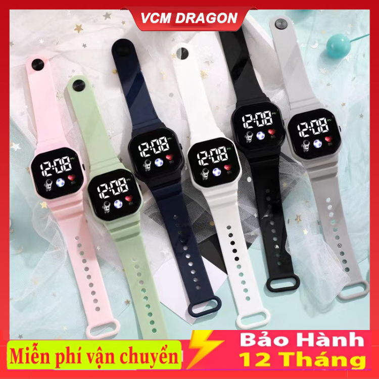 Đồng hồ nam nữ Led vuông kiểu dáng phi hành gia dây cao su êm tay thời trang cá tính