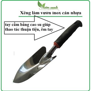 Xẻng mini làm vườn lưỡi inox cán đen hàng cao cấp, chắc bền tiện sử dụng