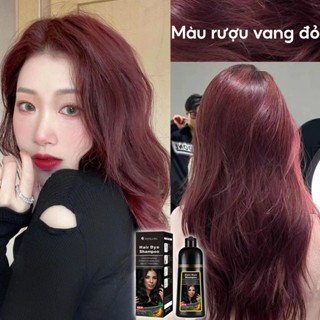  🌈1 Dầu Gội Nhuộm Tóc Tại Nhà Tạo Bọt Dễ Tẩy Rửa Chiết Xuất Thực Vật Thời Trang 500ml—Thuốc nhuộm tóc đỏ 