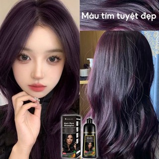 🌈1 Dầu Gội Nhuộm Tóc Tại Nhà Tạo Bọt Dễ Tẩy Rửa Chiết Xuất Thực Vật Thời Trang 500ml—Thuốc nhuộm tóc màu tím 