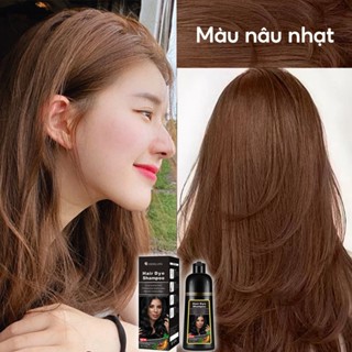  🌈1 Dầu Gội Nhuộm Tóc Tại Nhà Tạo Bọt Dễ Tẩy Rửa Chiết Xuất Thực Vật Thời Trang 500ml—Thuốc nhuộm tóc nâu nhạt 