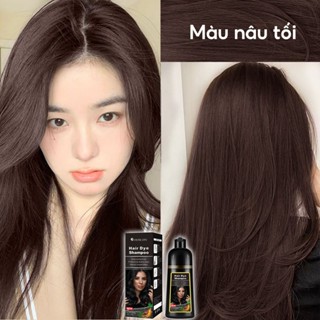  🌈1 Dầu Gội Nhuộm Tóc Tại Nhà Tạo Bọt Dễ Tẩy Rửa Chiết Xuất Thực Vật Thời Trang 500ml—Thuốc nhuộm tóc màu nâu sẫm 