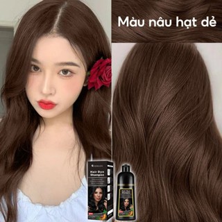  🌈1 Dầu Gội Nhuộm Tóc Tại Nhà Tạo Bọt Dễ Tẩy Rửa Chiết Xuất Thực Vật Thời Trang 500ml—Thuốc nhuộm tóc nâu hạt dẻ 