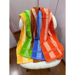 Khăn lau đầu, lau tóc cotton 34*80cm-120gr - kẻ mờ tân thịnh