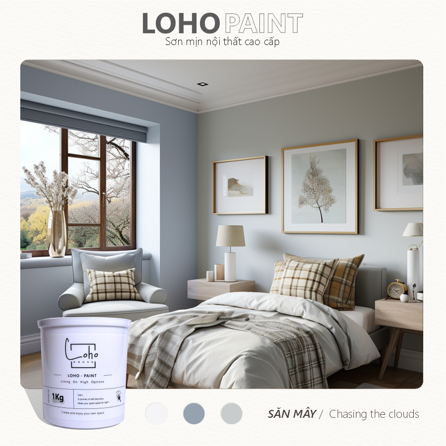 Sơn tường nội thất Loho House | Chủ đề: Săn mây | Sơn nước cao cấp Loho-paint tone màu xám