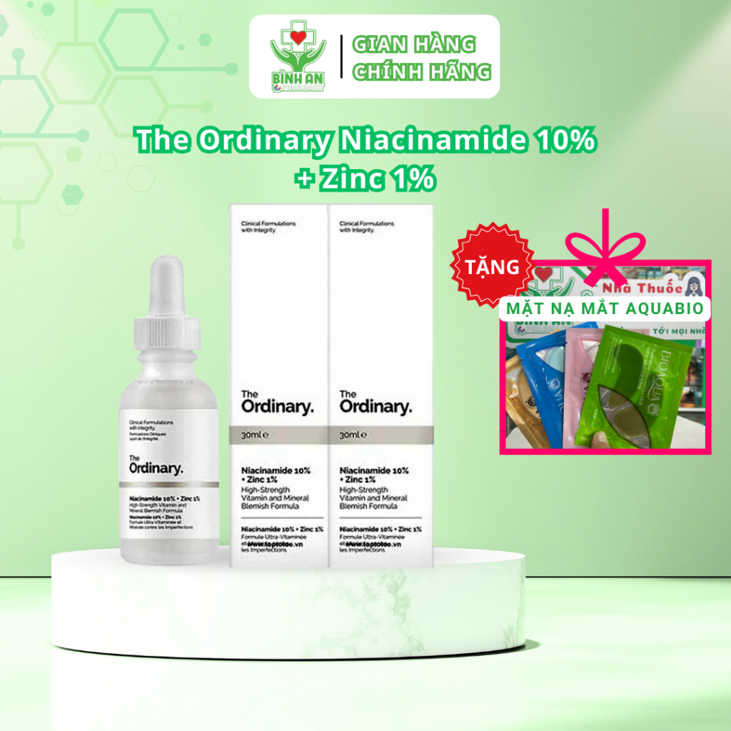 Serum Giảm Mụn Và Mờ Thâm The Ordinary Niacinamide 10% + Zinc 1% - Lọ 30ml - NT Bình An