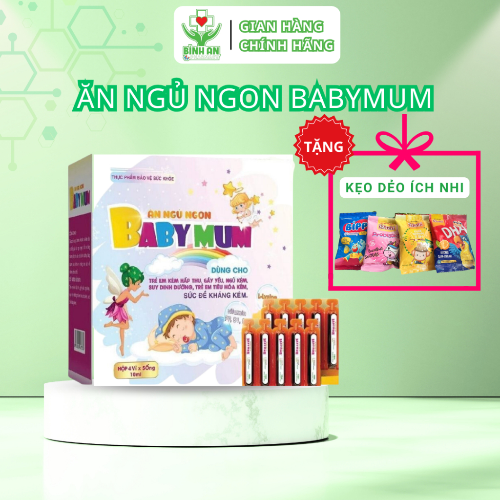 Siro ăn ngon ngủ tốt Baby Mum - Giúp bé giảm biếng ăn, ăn ngon, tăng đề kháng - Hộp 20 ống 10ml