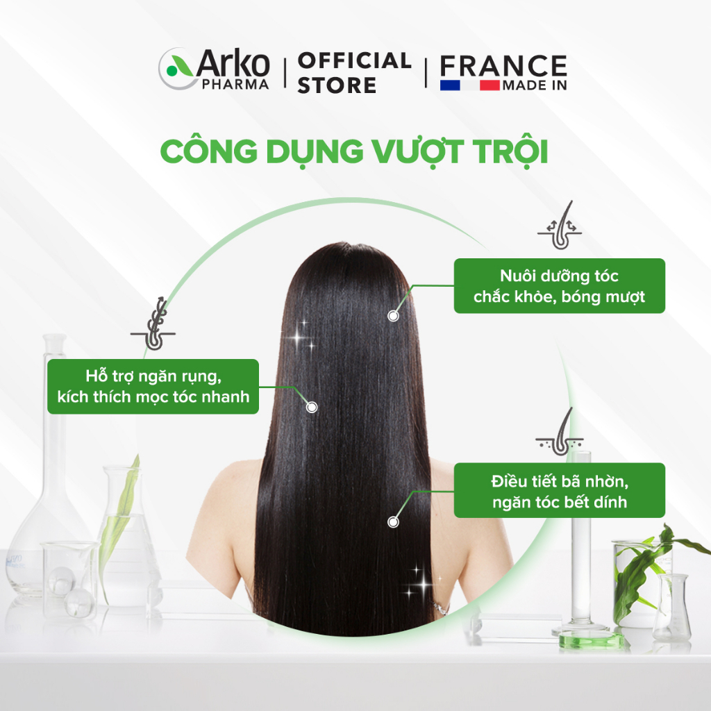Viên uống Forcapil Arkopharma - Chuẩn y khoa, kích thích mọc tóc dày và chắc khỏe, ngăn tóc bết dính 60v - NT Bình An