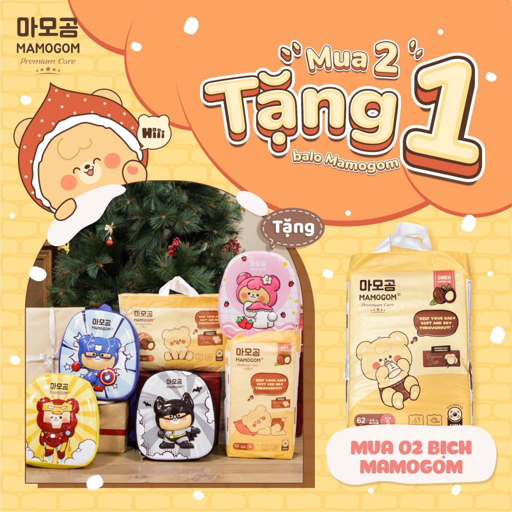 [TẶNG 1 BALO MAMOGOOM] Combo 2 bịch bỉm Mamogom Premium care cho bé