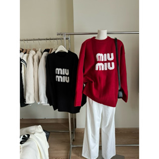 MIU MIU ÁO LEN  sweater Dệt Kim Dày Cổ Tròn Thời Trang Thu Đông Cho Nam Nữ 