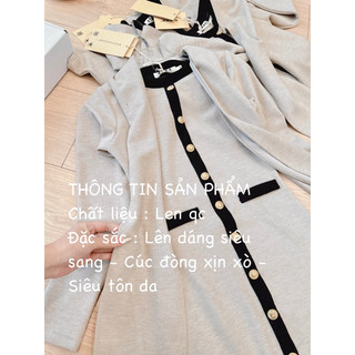 Đầm len tăm cúc đồng kèm khăn