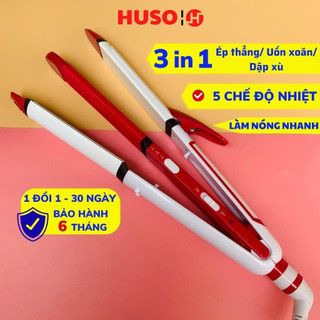 Máy tạo kiểu tóc HUSO 3in 1 uốn,, dập xù, uốn xoăn, nhiệt cao giữ nếp lâu