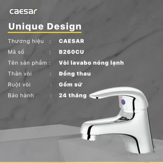 Vòi chậu lavabo caesar b260cu nóng lạnh