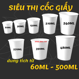 COMBO 50 Chiếc Cốc giấy/Ly giấy cốc cafe cốc văn phòng siêu cứng cáp dùng 1 lần