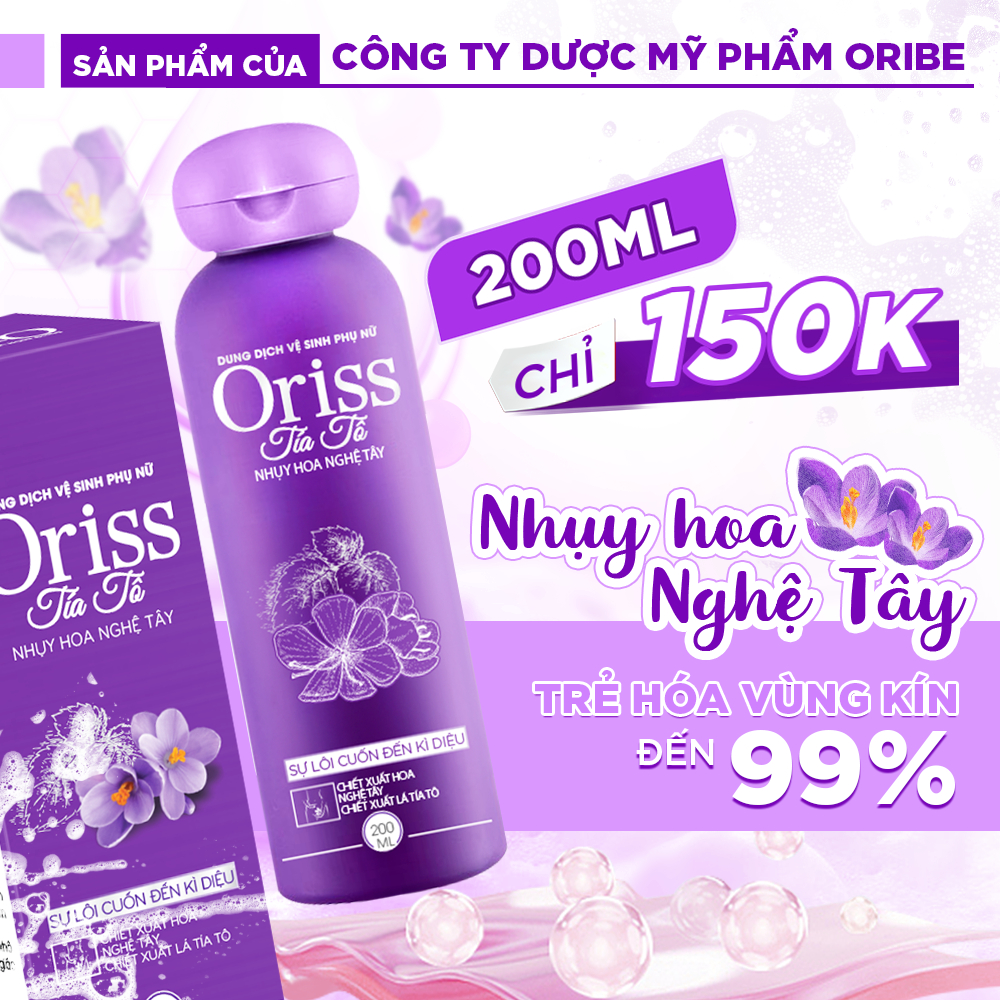 Dung Dịch Vệ Sinh Phụ Nữ Oriss Tía Tô Làm Sạch Dịu Nhẹ Ngăn Mùi Trẻ Hóa Cô Bé 200ml