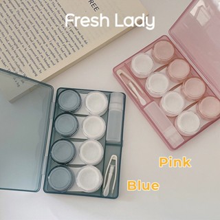  khay đựng kính áp tròng nhiều Khay đựng lens 4 cặp kèm dụng cụ và lọ ngâm mini inshộp đựng kính áp tròng có gương 