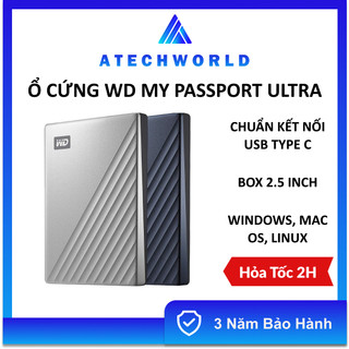 Ổ Cứng Di Động WD My Passport Ultra 1TB 2TB 4TB 5TB USB Type C WDBFTM0050BBL - Hàng Chính Hãng - BH 3 Năm - Có Xuất VAT