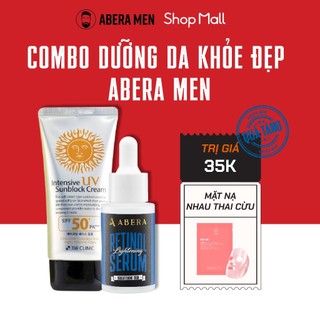 Combo Dưỡng Da Khoẻ Đẹp Abera Men - Serum Retinol Abera 30ML & Kem Chống Nắng 3W Clinic 50G