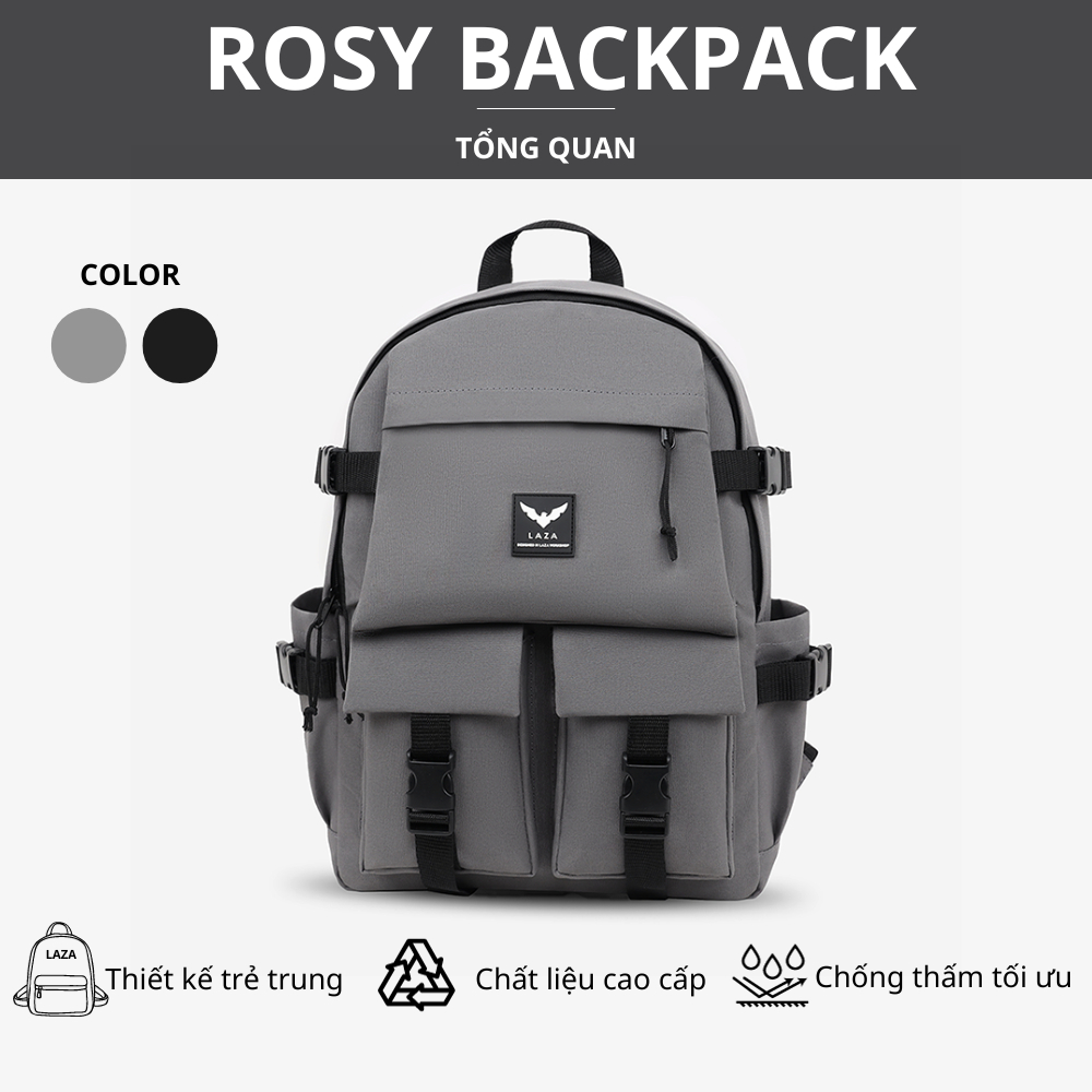 Balo laptop LAZA Rosy Backpack 496 - chất liệu chống thấm nước - chính hãng LAZA phân phối