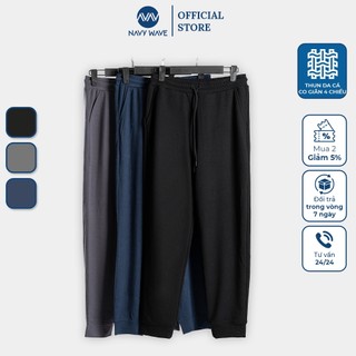 Quần nỉ bo gấu navy wave nữ trơn