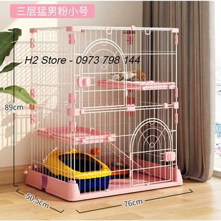 Bộ chuồng quây gấp gọn 1- 3 tầng màu pastel cao 134cm cho chó, mèo, sóc, chim, thỏ, ... h2 store.