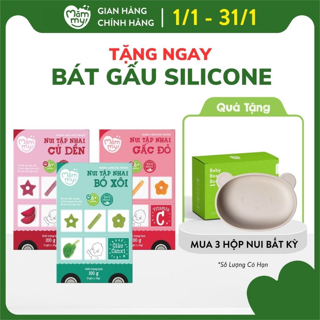 Nui mini rau củ Mămmy cho bé mới ăn dặm tập nhai trên 6 tháng, 100g