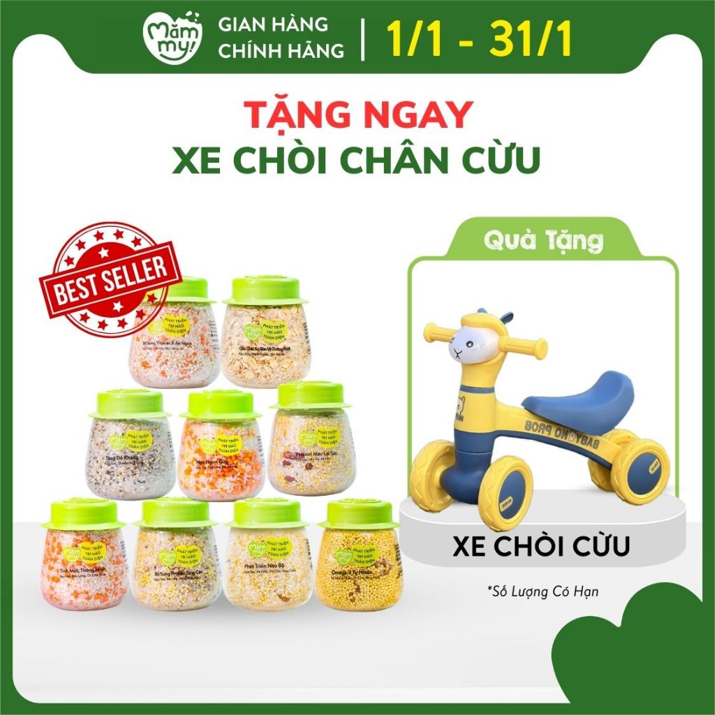 Combo 9 hũ hạt mix sẵn Mămmy nấu cháo bổ sung chất dinh dưỡng cho bé ăn dặm trên 6 tháng, 130gr/ 1 hũ