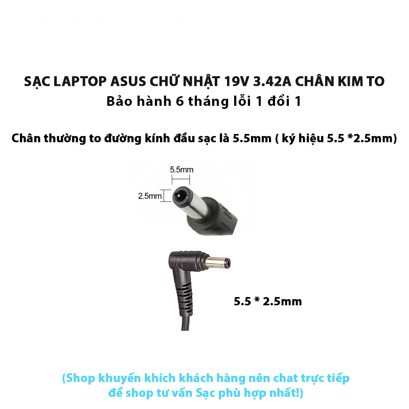 Sạc laptop Asus 19V-3.42A  – ZIN