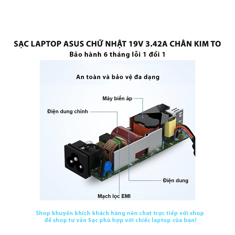 Sạc laptop Asus 19V-3.42A  – ZIN