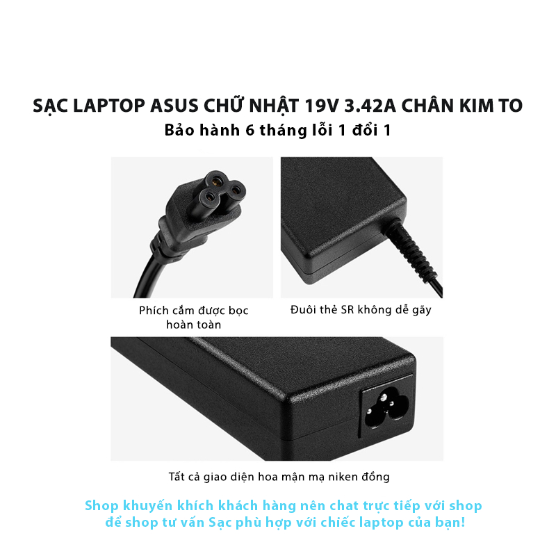 Sạc laptop Asus 19V-3.42A  – ZIN
