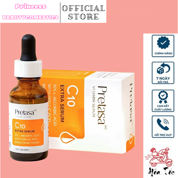 Serum Vitamin C 10% Pretasa Karmel Mờ Thâm Nám Sáng Da 30ml