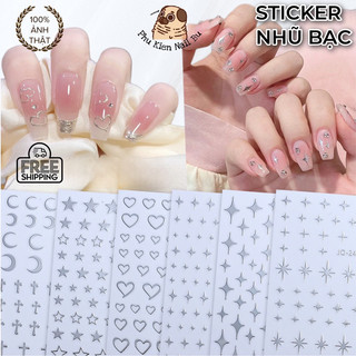 Stick đề can nhũ bạc sao siêu sáng lấp lánh