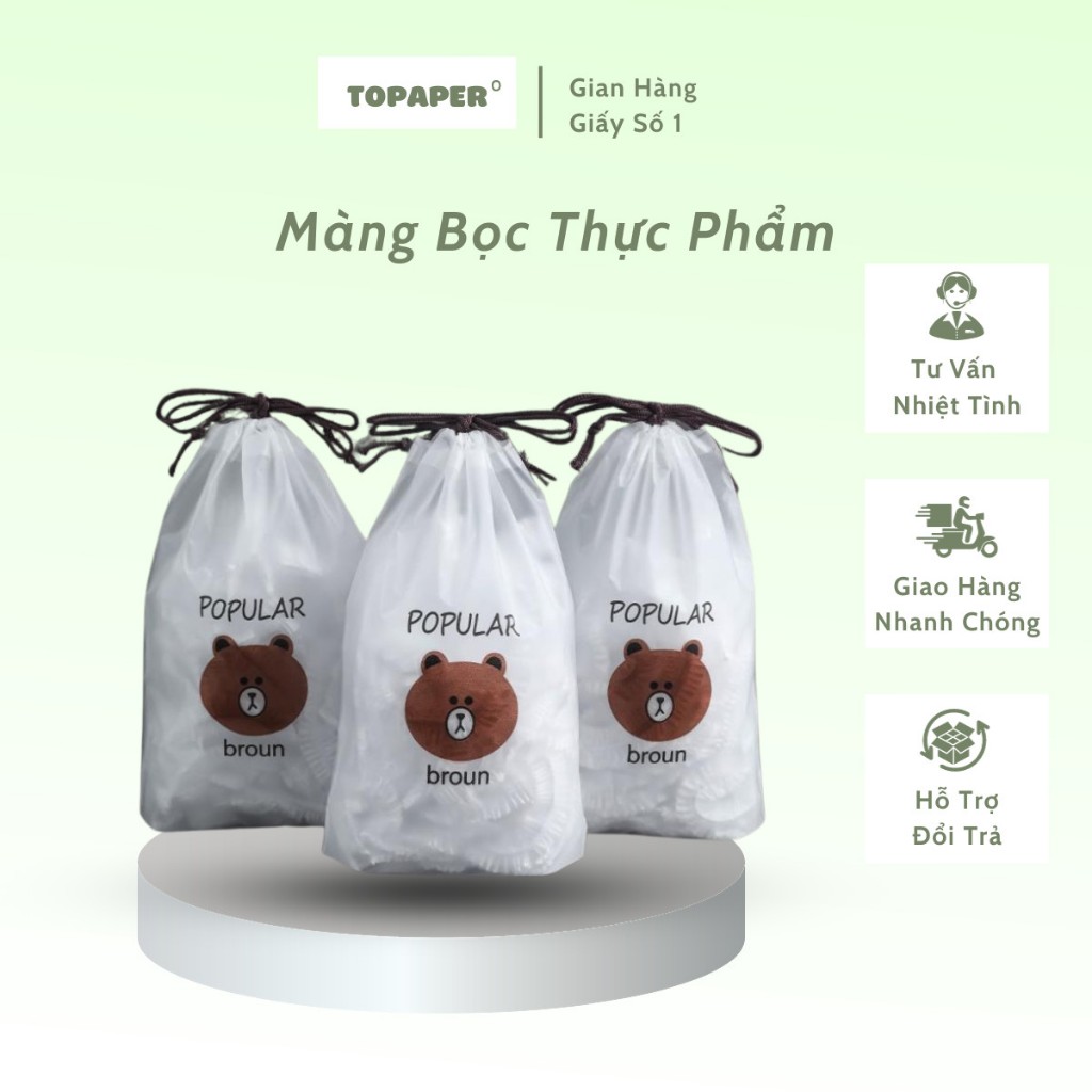 Set 100 Màng Bọc Thực Phẩm Có Chun Co Giãn Tái Sử Dụng Topaper VN