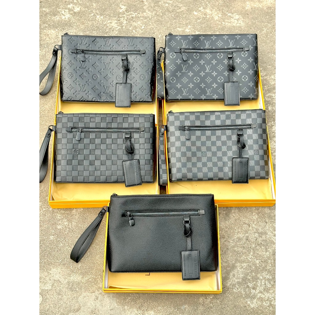 Túi ví da cầm tay nam nữ dáng clutch lv có tag treo fullbox hàng sẵn hoả tốc