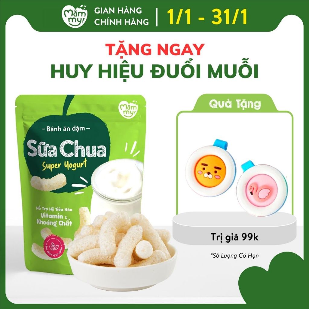 Bánh ăn dặm vị sữa chua nguyên chất Mămmy que ngắn, tan trọng miệng, dễ tiêu hóa 25 gram