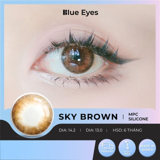 Kính áp tròng Sky Brown Blue Eyes, dòng lens thở sử dụng sáu tháng, giãn tròng vừa, màu nâu tự nhiên SKY-BR