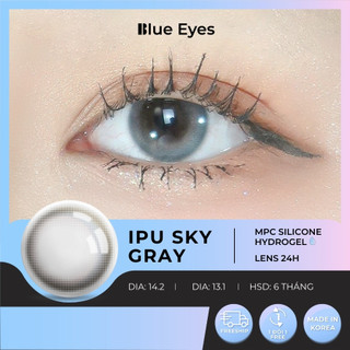 Kính áp tròng Inpure Sky Gray Blue Eyes, dòng lens thở sử dụng sáu tháng, giãn tròng vừa, màu xám đen thuần IPU-GR